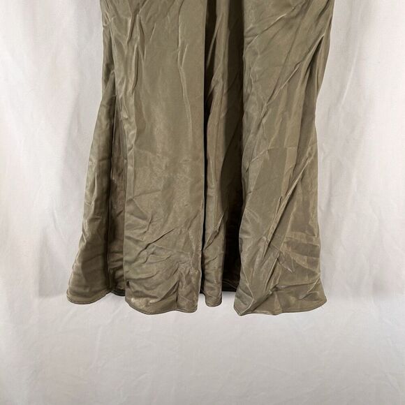 Le Lis Mini Dress Women's Small Solid Green Satin Zip Bavk Sleeveless Short - Picture 3 of 8